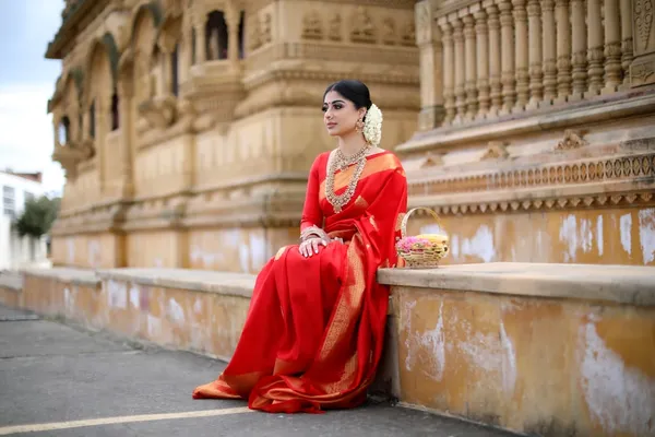 Ruby Red Handloom Saree